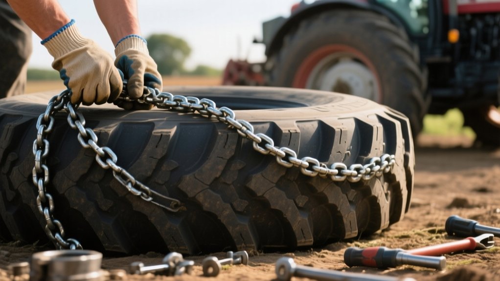 installing tractor tire chains