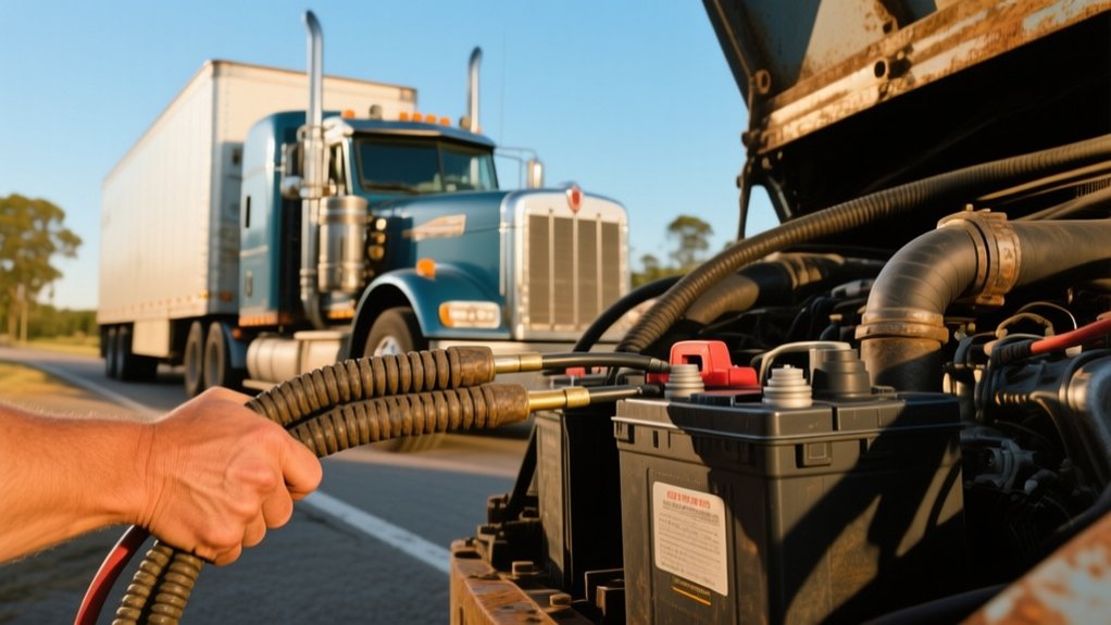 jumpstarting a semi truck