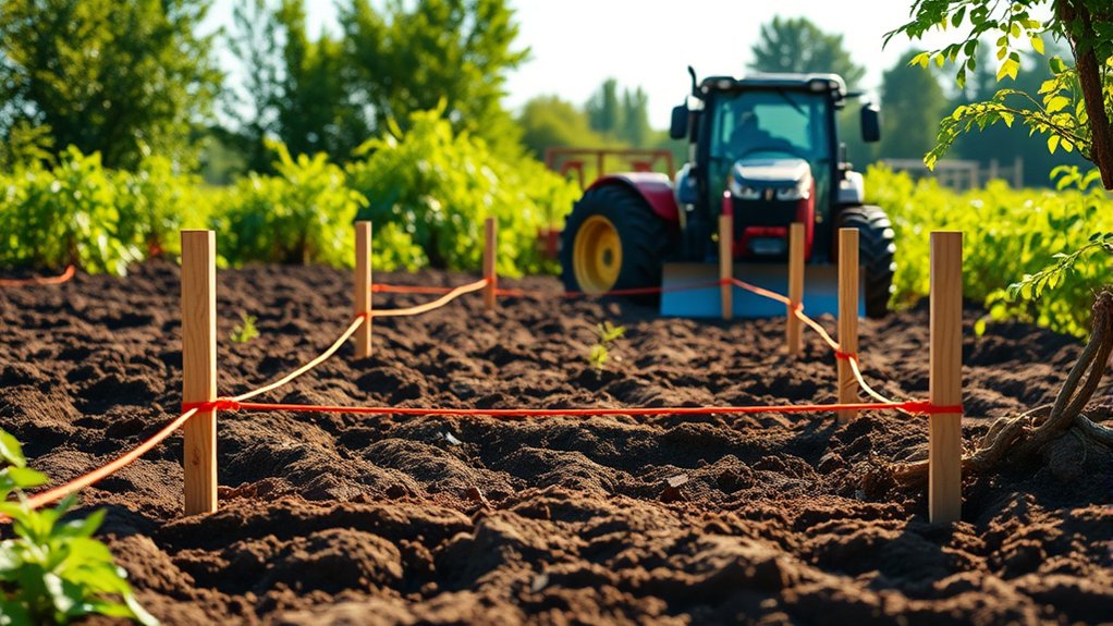 mark boundaries with stakes