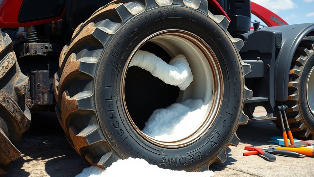prepare tires for foam filling
