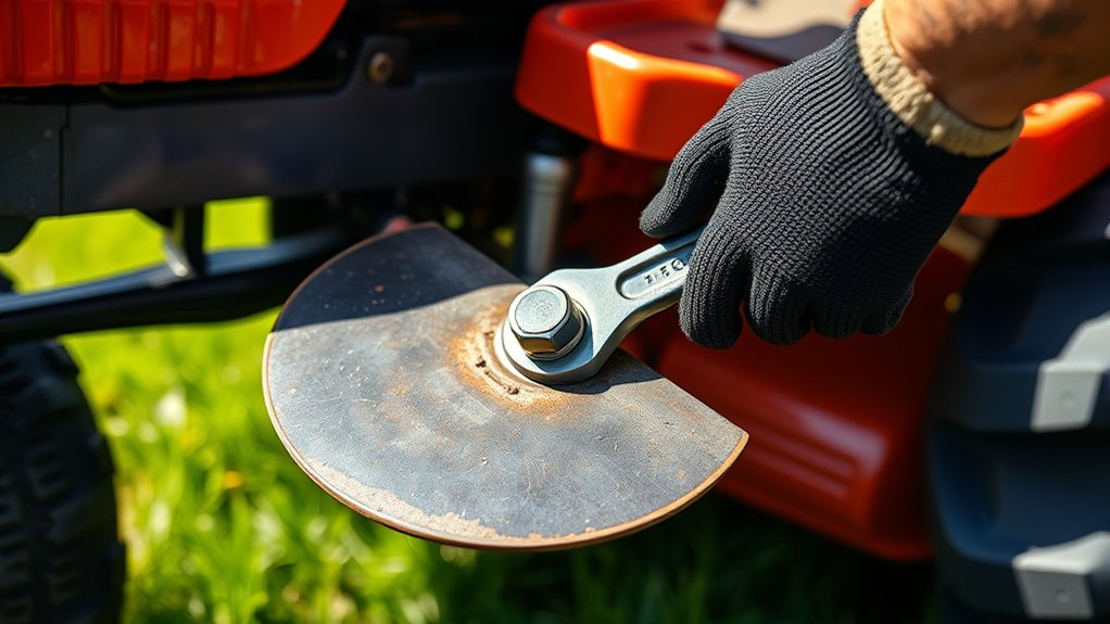 safely remove lawn blades