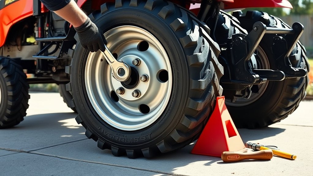 secure tractor before tire removal