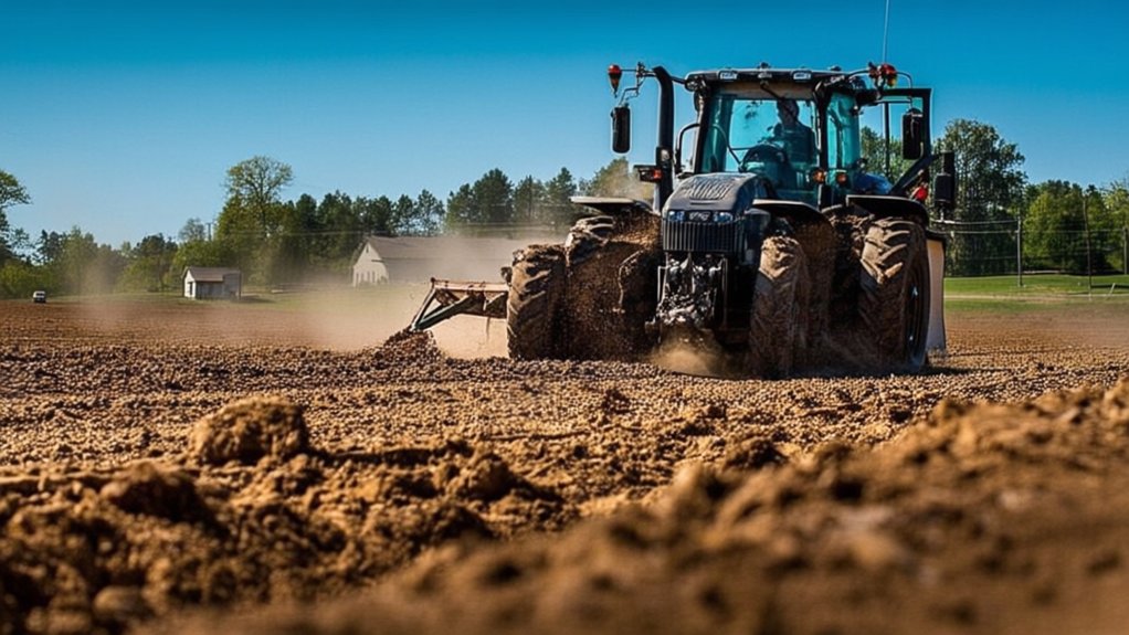 tractor leveling land steps